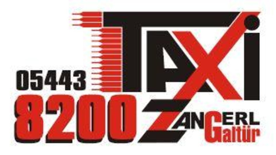 Ein Taxi-Logo mit dem Namen "Zangerl" und der Telefonnummer 05443 8200 aus Galtür. Es ist in einem modernen, auffälligen Design gestaltet.