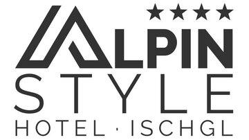 Ein modernes Logo für das Hotel „Alpin Style“ in Ischgl. Es zeigt stilisierte Berge und vermittelt ein Gefühl von Eleganz und alpine Atmosphäre.