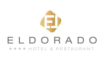 Das Logo des Eldorado Hotels und Restaurants. Es zeigt den Schriftzug in modernem Design mit goldenen Akzenten.